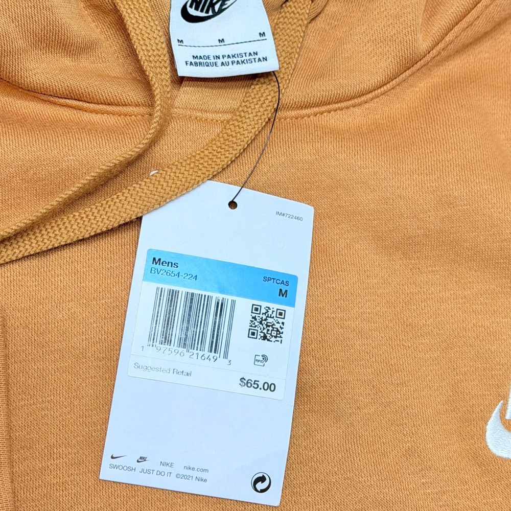 Nike Sportswear Club Fleece Hoodie Mens Medium Brown BV2654-224 NEW - Picture 3 of 8